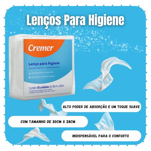 Lenço De Banho e Higiene Cremer Pacote Com 50 Unidades