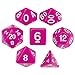 Wiz Dice Dragonberry Set of 7 Polyhedral Dice, Solid Neon Magenta Pink Tabletop RPG Dice with Clear Display Box