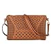 Jiaruo Vintage Girls Hollow Out Sling Leather Crossbody Bag Handbag Purse (coffee)