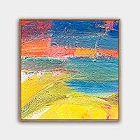 Framed Canvas Wall Art Abstract Color Painting Canvas Prints Home Artwork Decoration for Living Room,Bedroom - 16x16 inches