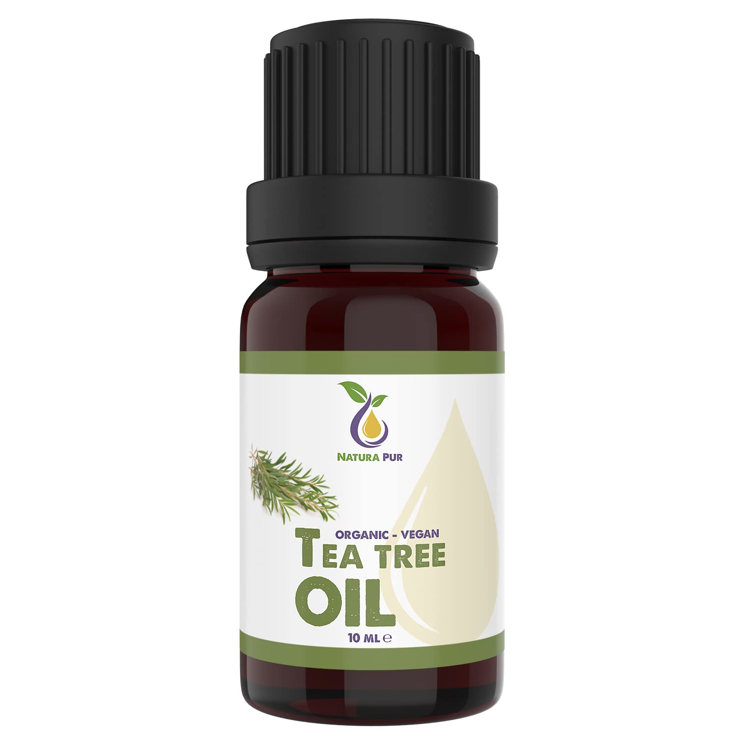 Organic Tea Tree Oil 10ml – 100% Pure Undiluted Tea Tree Essential Oil, Vegan – for Skin, Nails, Hair, Aromatherapy and diffusers