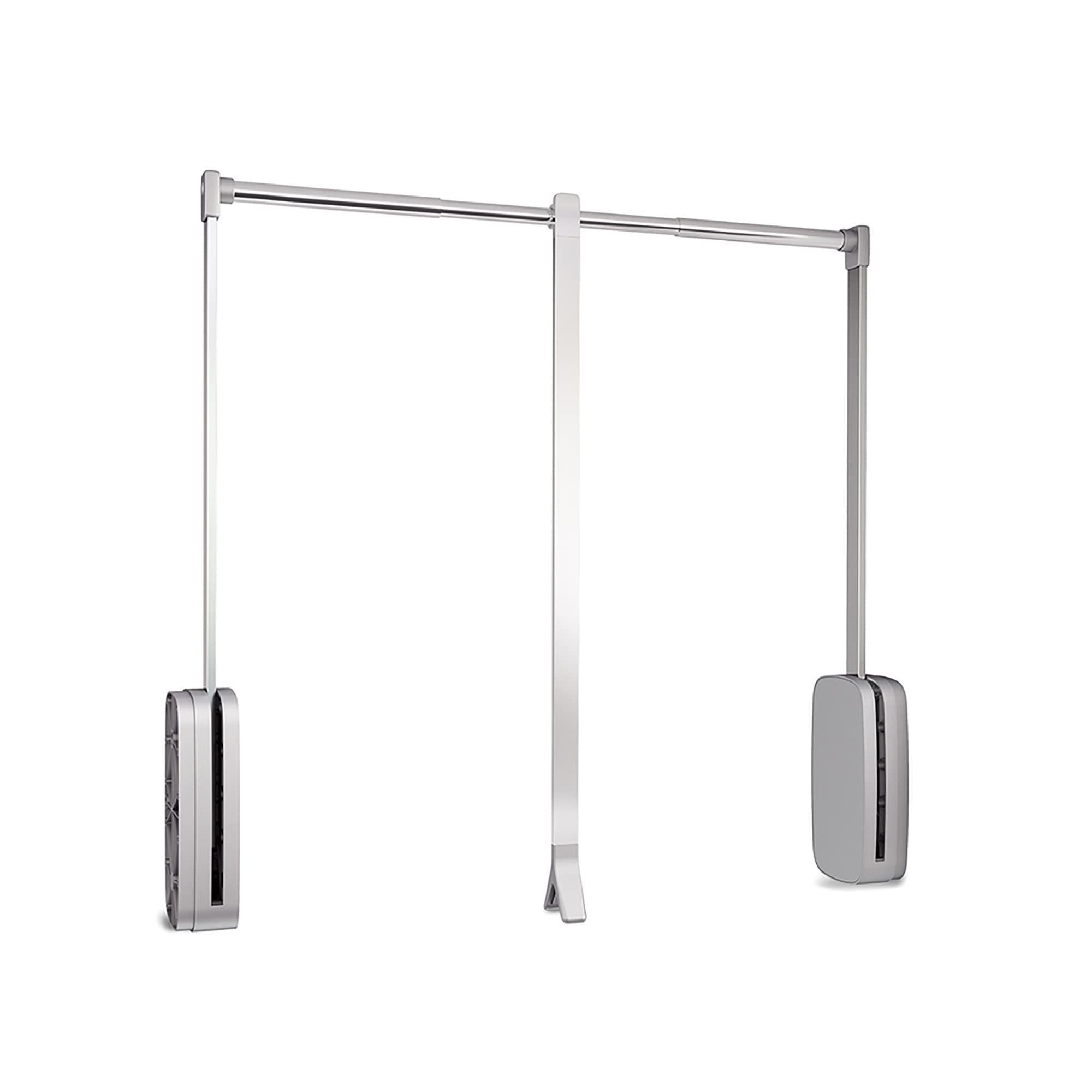 Emuca - Pull Down Hanging Rail for Wardrobe, Pull Down Wardrobe Rail Lift, Adjustable Width 830-1150mm (32,67-45,27 inch), Chromed