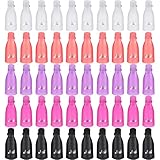 50 Pieces Nail Polish Remover Clips Nail Art Soak Off Caps Clips UV Gel Polish Remover Wrap Cleaner Clip Cap Tool,Purple, Pink, White, Black, Rose Red