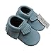 Mejale Baby Soft Soled Leather Moccasin Tassel Slip on Infant Toddler Shoes Pre-Walker(Sky Blue,12-18 Months)