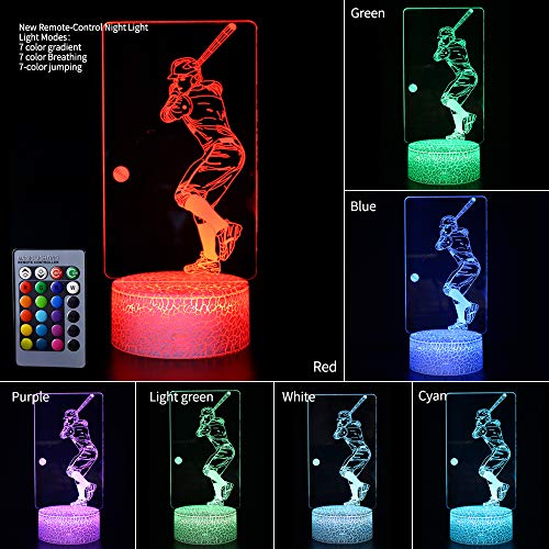 image for TYMYi Baseball Toys Night Light - 3D Baseball Night Lamp 7 Colors Opti