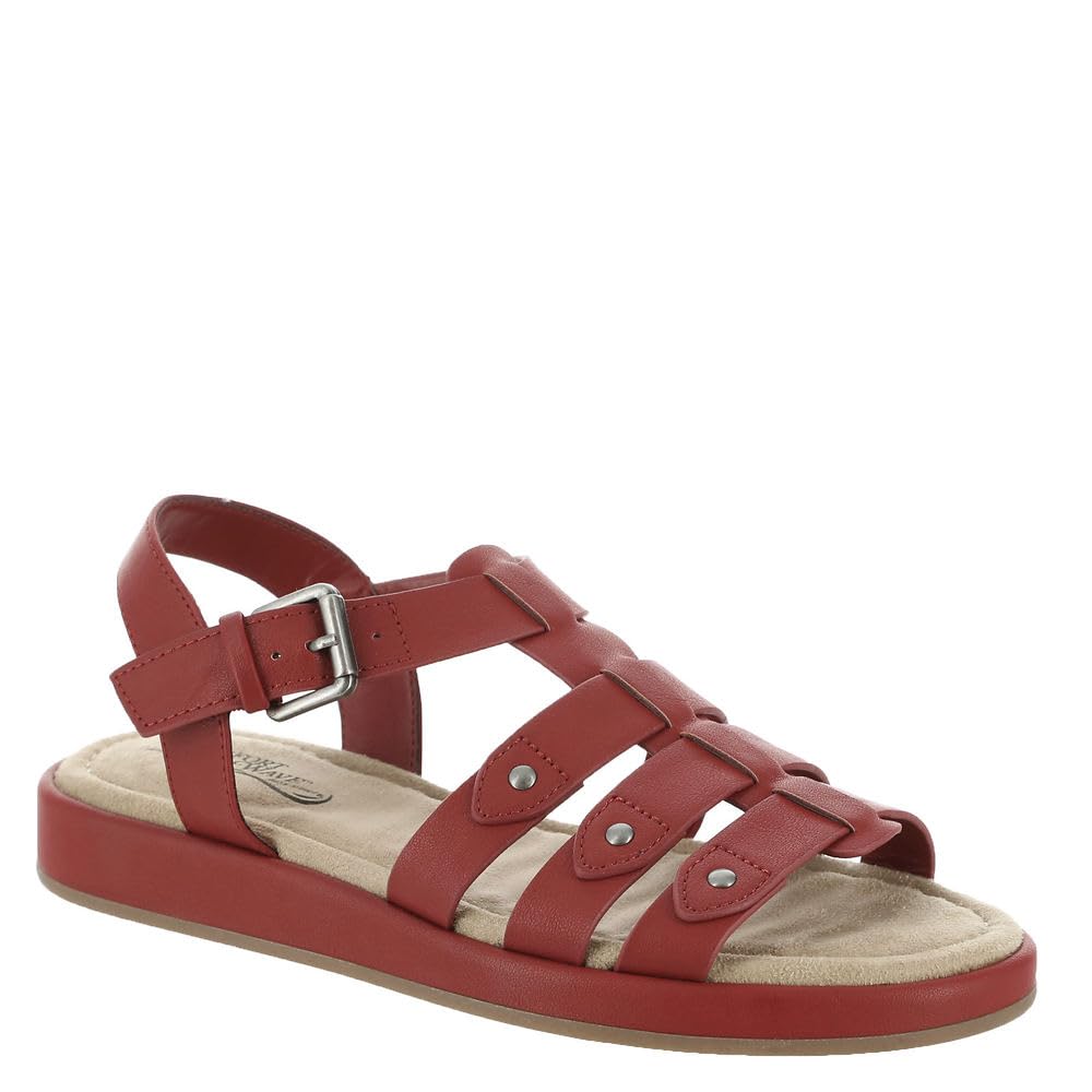 Easy Street Women’s Chirp Flat Sandal, Red, 9 X-Wide
