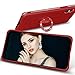HENPONE iPhone X Case for Women, iPhone XS Case,Glitter Girly Phone Cover with Stand Kickstand Ring Holder Luxury Diamond Sparkle Bling iPhone X/XS Case for Girls - Red