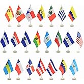 Ckexin22 Spanish Speaking Countries Desk Office Table Flags Set Small Mini Latin American Stick Flags for Classroom Heritage Hispanic Month Decorations,5x8 Inch