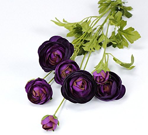 8 Heads Artificial Fake Camellia Silk Flowers Bridal Bouquet Wedding Home Decor Purple