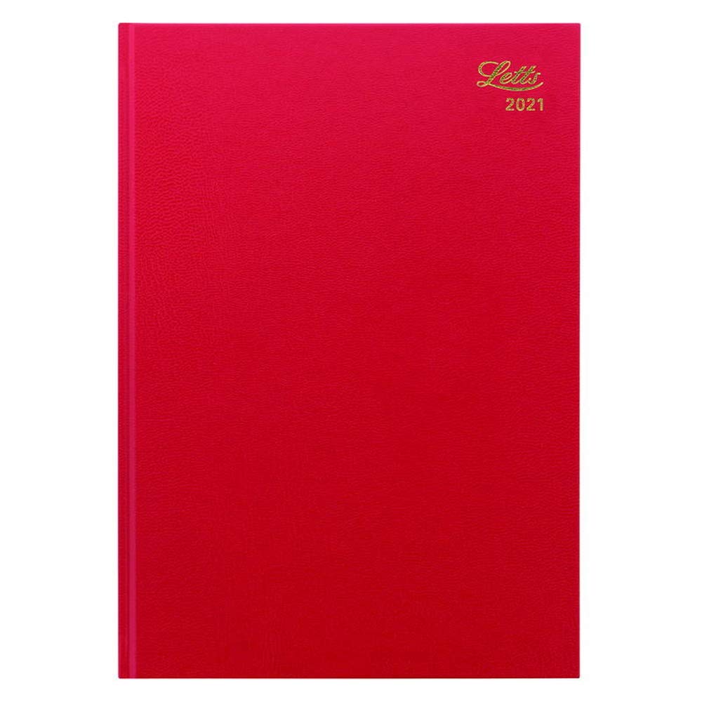 Letts Standard A4 Day to a Page 2021 Diary - red