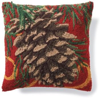 Amazon Com Pinecone Hand Hooked White Pillow Grandin Road