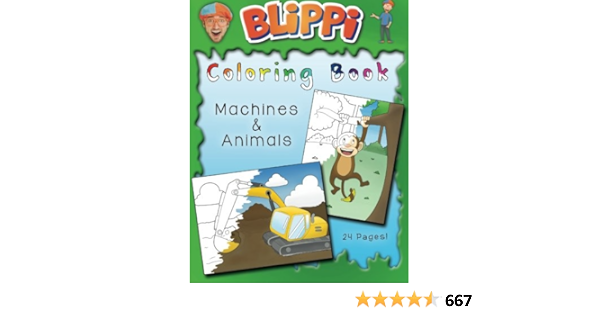 Blippi Coloring Book Animals Machines John Stevin Blippi Amazon Com Au Books