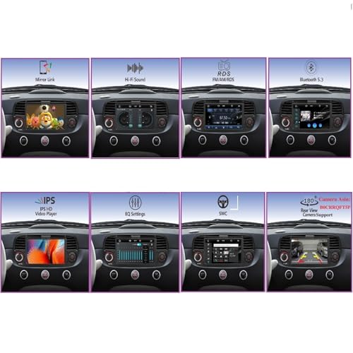 HLLECARMO Car Radio Fiat 500 2007-2015 Wireless Carplay & Android Car, 7 Inch Fiat 500 Car Radio with Bluetooth 5.0 Touchscreen RDS/AM/FM/USB DSP Mirror Link Subw EQ Steering Wheel Control- Black