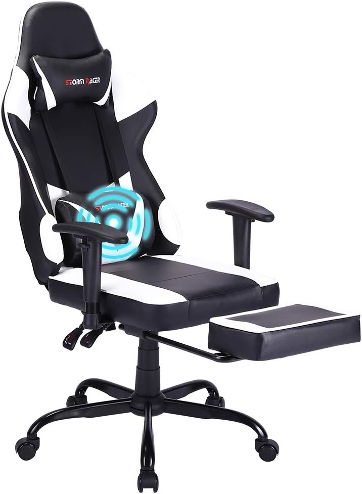 Desk Chairs Chairs Stools Gank Gaming Chair Large Size Racing Office Computer Chair High Back Pu Leather Swivel Chair With Adjustable Massage Lumbar Support And Headrest Black Uni Tankers Dk