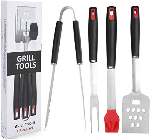 BBQ Grill Tools Set,5 Star Homerci 4 Piece Heavy Duty Professional Grill Tools Kit,Grill Spatula, Barbecue Tong, BBQ Fork, Basting Brush, Premium Grilling Accessories, FDA Approved, Best Choice