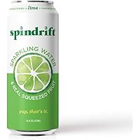 Spindrift Sparkling Water, Lime Flavored, Made with Real Squeezed Fruit, 16 Fluid Ounce Cans, Pack of 12 (Only 5 Calories per Seltzer Water Can)