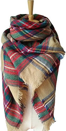 VirgoL Women's Stylish Tartan Tassels Scarf Soft Plaid Cape Blanket Warm Shawl Wraps camel