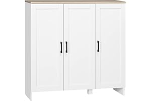 HOMCOM Modern Buffet Cabinet with Storage, 35" Narrow Sideboard, Kitchen Storage Cabinet with 3 Shaker Doors and Adjustable S