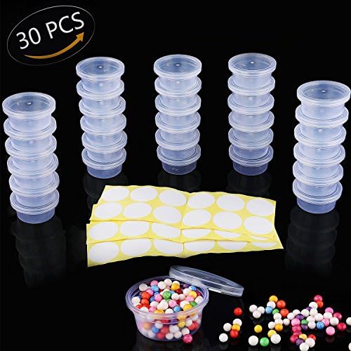 30 Pack Slime Storage Containers Foam Ball Storage Containers with Lids for 20g Slime Foam Balls Buttons Pins etc (4oz)