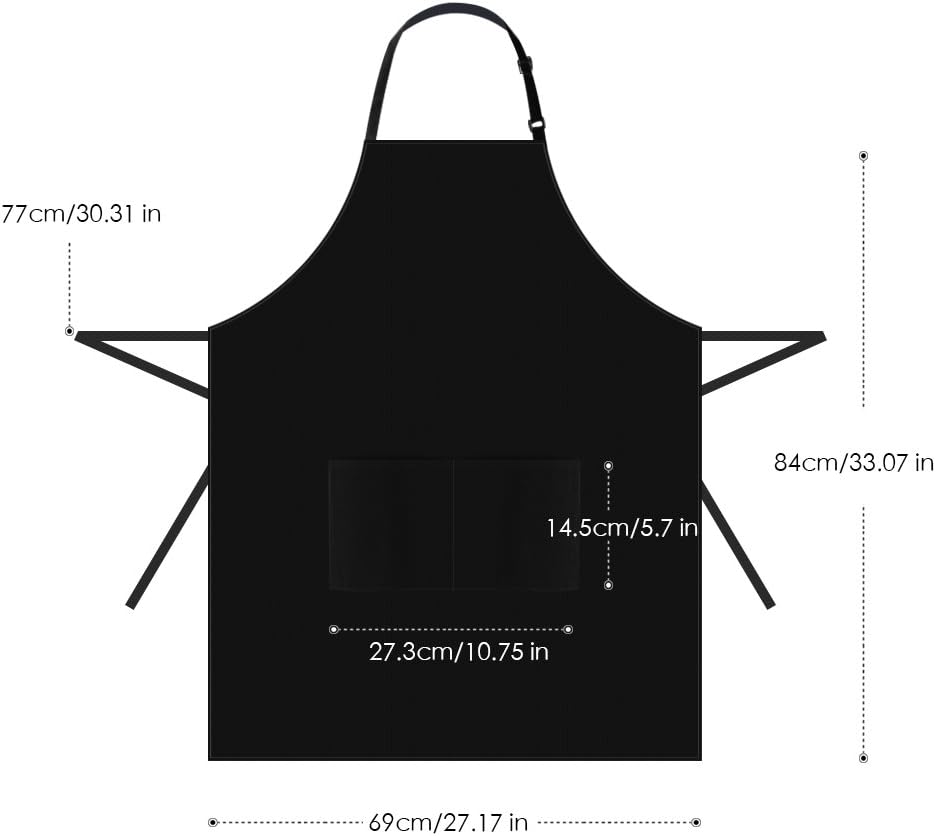 Syntus 2 Pack Adjustable Bib Apron Waterdrop Resistant with 2 Pockets Cooking Kitchen Aprons for Women Men Chef, Black: Home & Kitchen