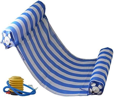 Kayla Water Floating Hammock Portable Swimming Pool Mat Inflatable Pool Lunger Float Hammock Pool Air Mat Pool Float Recliner with Inflatable Rafts Blue