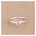 S&E Women's 925 Sterling Silver Simple Mini Airplane Opening Mouth Rings Wedding Bangle Finger Ring