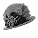 Women's Elegant Flower Wool Cloche Bucket Ridgy Bowler Hat 09-co20