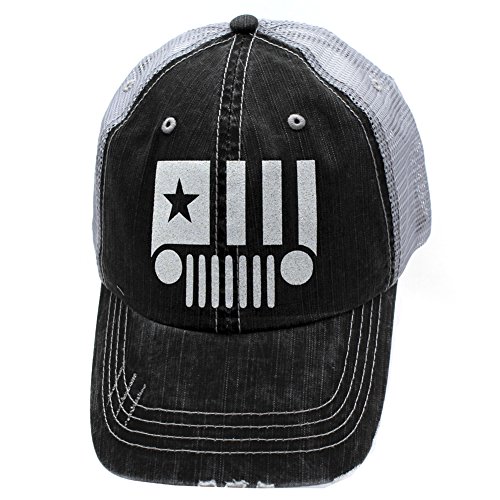 Jeep Starter Glittering Trucker Style Cap Hat Grey Grey White