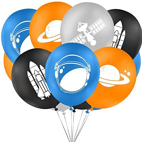 Outer space party balloons, decorations and supplies for themed favors bags. (16 Piece Value Pack) Premium 12