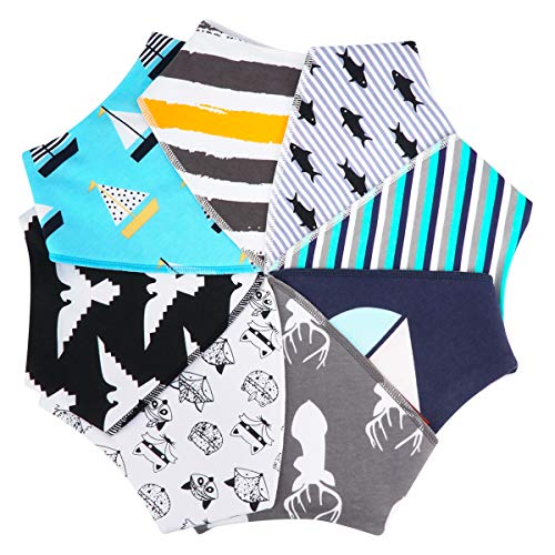 8-Pack Boys Bibs - Kirecoo Baby Bandana Drool Bibs for Drooling and Teething, 100% Organic Cotton and Super Absorbent Bibs for Baby Boys, Baby Shower Gift - Thumbnail 3