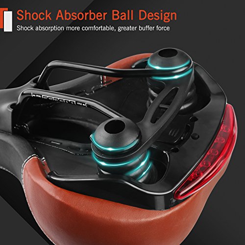 image for Chaunts Bike Seat Cushion with Led Tail Light, Breathable and Anti-sho