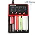 18650 Battery Charger Universal 4 Bay AA AAA C, Ni-MH Ni-Cd and 10440 18650 26650 Etc. Li-ion LiFePO4 Rechargeable Battery Charger with LCD Display H4