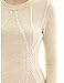 PattyBoutik Women Cotton Blend Crewneck Cable Knit Sweater (Heather Beige Medium)