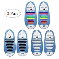 DmHirmg No Tie Shoelaces for Kids and Adults (Silicone Shoeslaces, Works in All Sneakers) Shoes Lace (3pcs kit)