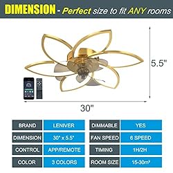 LENIVER 30" Smart Ceiling Fan with Lights Remote