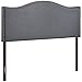 Modway Curl Linen Fabric Upholstered Queen Headboard with Nailhead Trim and Curved Shape in Smoke