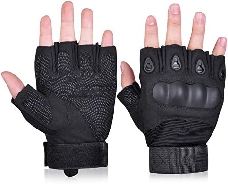 Taonology Tactical Shooting Gloves Half Finger Tactical Gloves with Hard Knuckle for Riding Motorcycle Airsoft Military Army Police Swat Combat Assault Tactical Gear 1 Pair(Black,XL)