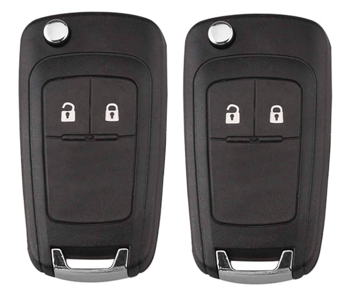 RKFUK - 2 x Replacement 2 Button Remote Flip Car Key Fob Case Shell Uncut Blade Suitable for Vauxhall Opel Astra Insignia Vectra Zafira Meriva Mokka Cars Vans Keys
