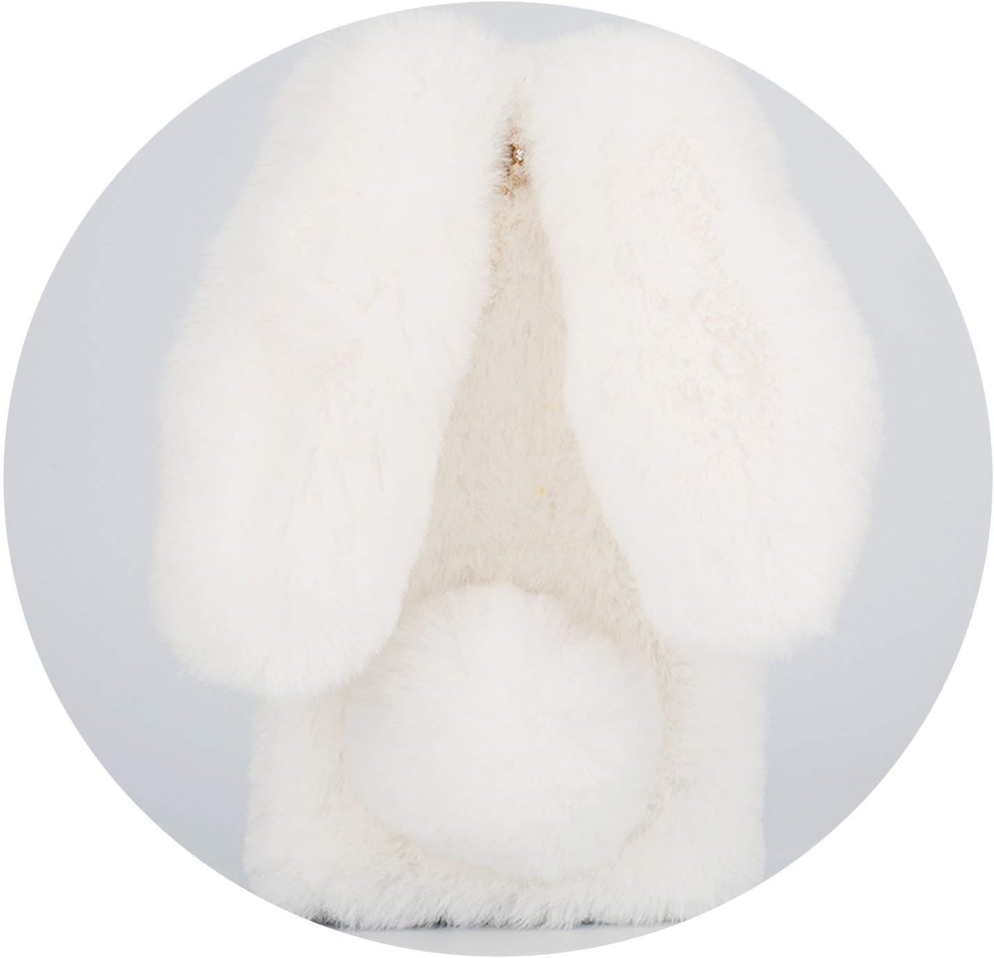 3D Rabbit Ears Furry Plush Case for iPhonee 11 Pro Max X 10 XR XS Max Warm Bunny Fluff Cover for iPhonee 6 6s 7 8 Plus Phone Case,for iPhonee XR,White