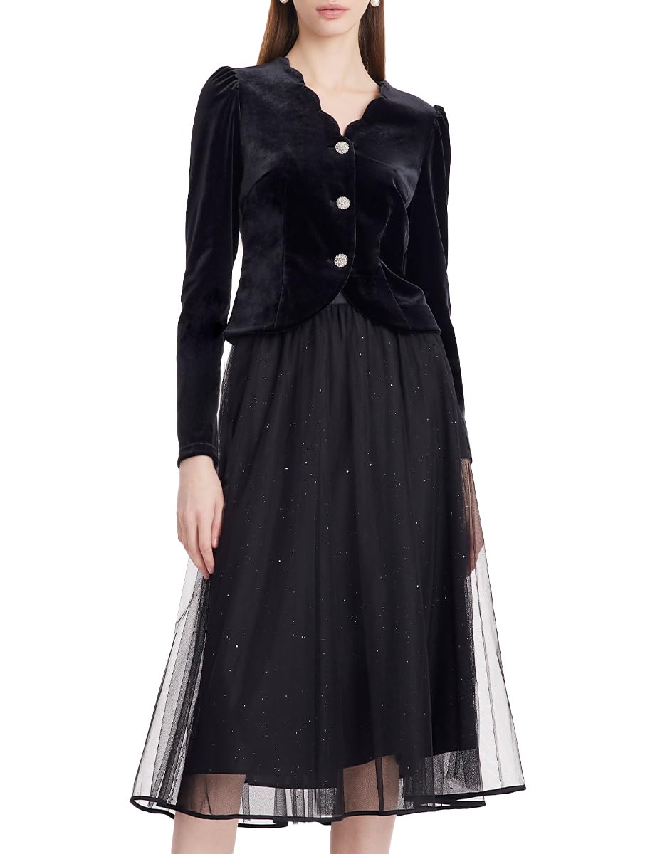 Wenrine Womens Black 2 Piece Skirt Sets