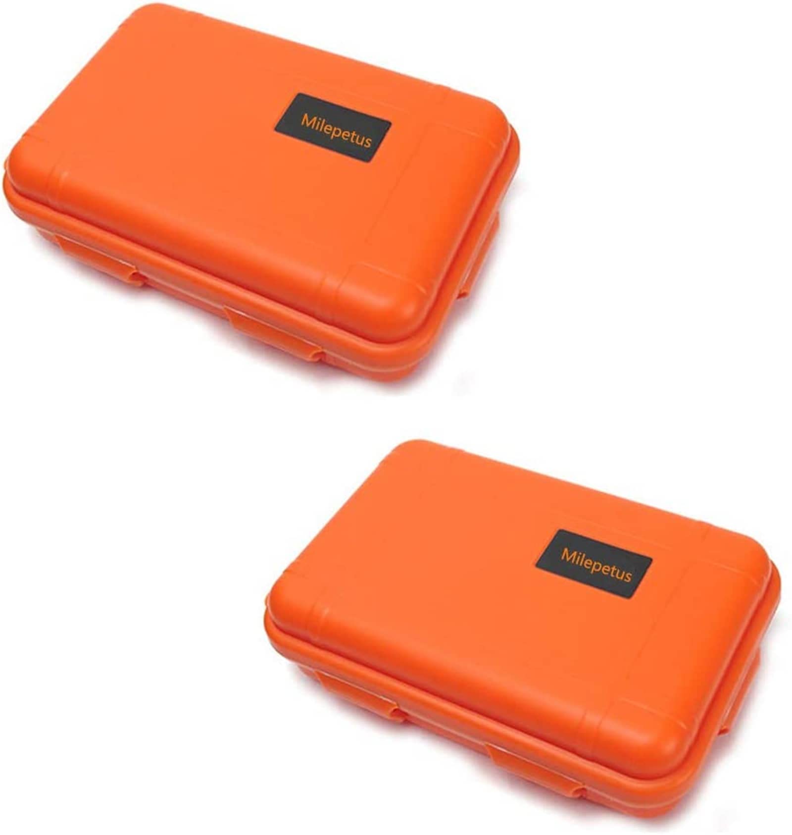 Milepetus 2pcs Large Outdoor Shockproof Waterproof Boxes Survival Airtight Case Plastic Survival Box Container Storage Case (Orange, XL)