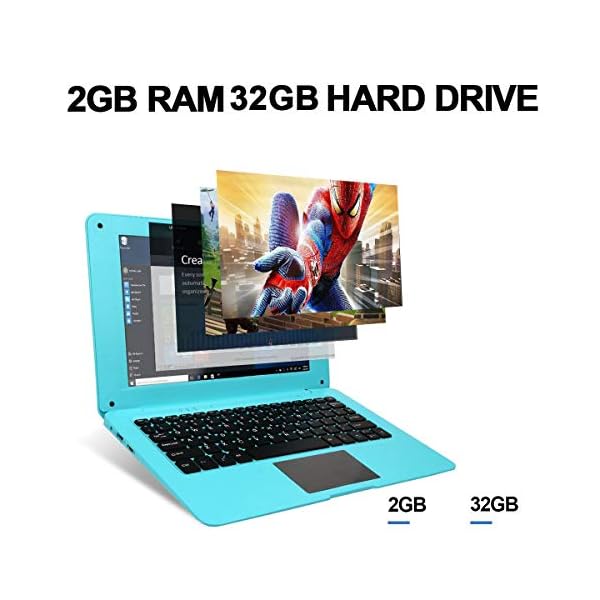 HSW 10.1 inch windows 10 Ultra Thin Laptop PC - 2GB RAM 32GB Storage, Intel Quad Core 1.44Ghz USB 3.0, WiFi, HDMI, BT…