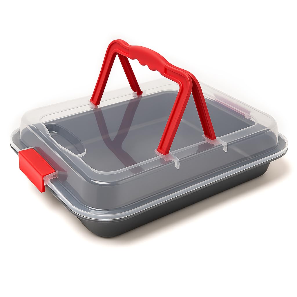 MGE - Roasting Baking Tin Tray with Lid - Non Stick Roasting Oven Baking Tin Tray - Roasting Pan - Carbon Steel - 36 x 23 cm