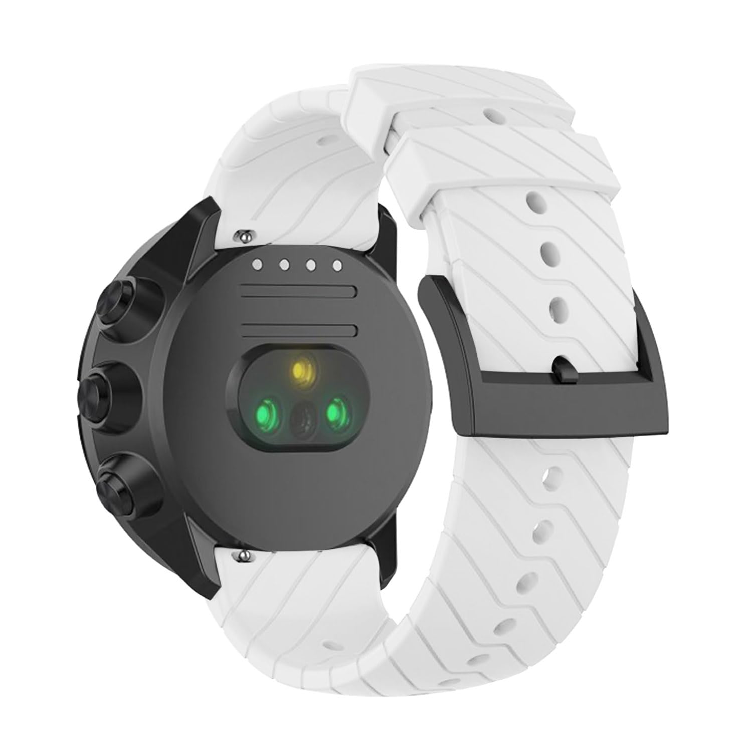 SeaFicco 24MM Silicone Watch Strap Compatible for Suunto 9 /Suunto 9 Baro/Suunto 7 /Suunto D5 /Suunto Spartan Sport Wrist HR Replacement Watchband Sports Fitness Watch Band (White)