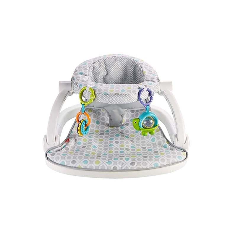 Fisher-Price Portable Baby Chair Sit-Me-Up Floor Seat With Developmental Toys & Machine Washable Seat Pad, Honeydew Drop