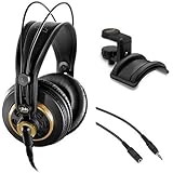 AKG K 240 Studio Professional Semi-Open Stereo Headphones with Auray Headphone Holder and 25' Extension Cable