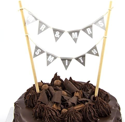 Personalised cake bunting kit – silver double row silver anniversary cake topper DIY set with letter and number stickers – 24 silver flags