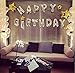 GOER Birthday Party Decorations,16 Inch Cute Silver HAPPY BIRTHDAY Alphabet Letters Foil Balloons with 20 Glue