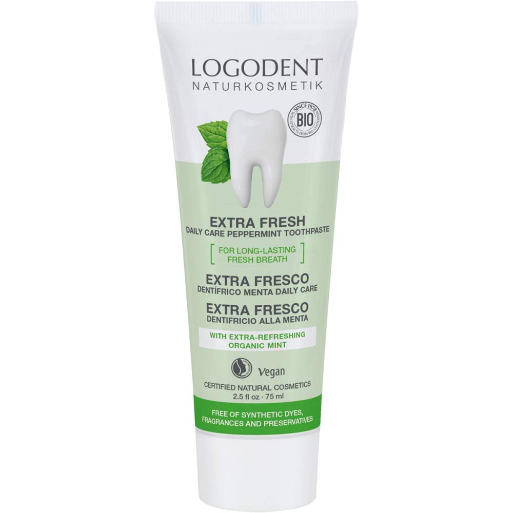 Logona Extra Fresh Daily Care Peppermint Toothpaste Fluoride Free, 75 Ml X