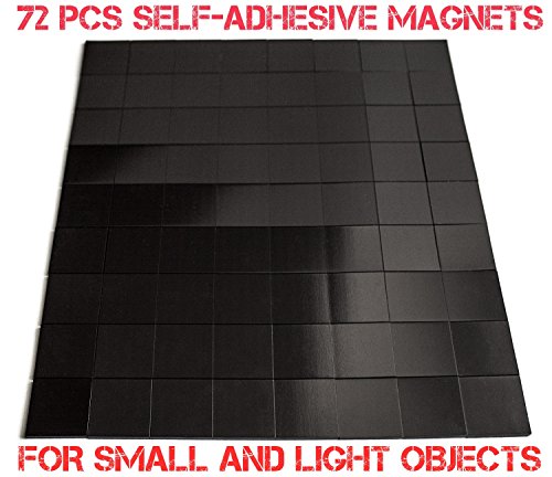72 Pcs Magnets with Adhesive Backing - Refrigerator Magnetic Sheets - Magnets for Craft, Hobby Projects â€“ Self Adhesive Flexible Rubber Magnet Size is 1 x 1 inch